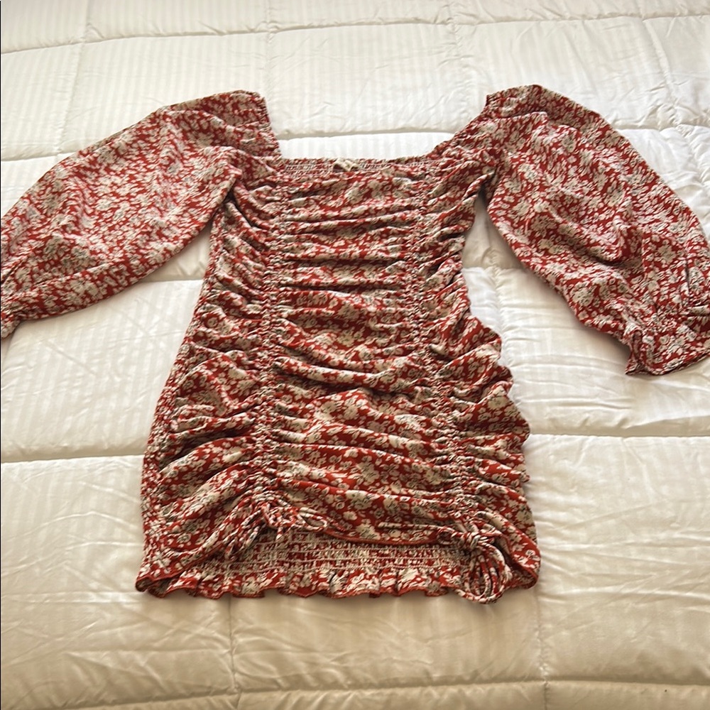 Blush Red and White Long Sleeve Dress